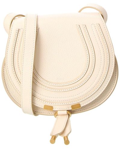 Chloé Marcie Small Leather Saddle Bag - Natural