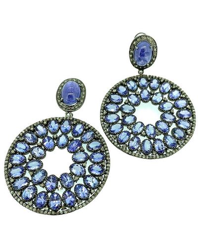 Arthur Marder Fine Jewelry 14k & Silver 15.75 Ct. Tw. Diamond & Tanzanite Earrings - Blue