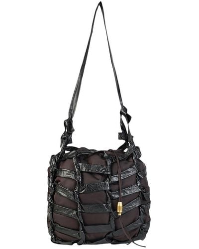 Bottega Veneta Tape Leather Shoulder Bag - Black