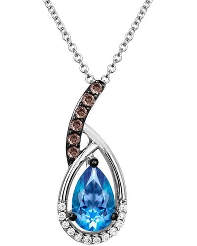 Le Vian Le Vian 14k 0.89 Ct. Tw. Diamond & Ocean Blue Topaz Pendant Necklace