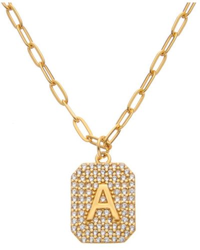Argento Vivo Vermeil Cz A Initial Necklace - Metallic