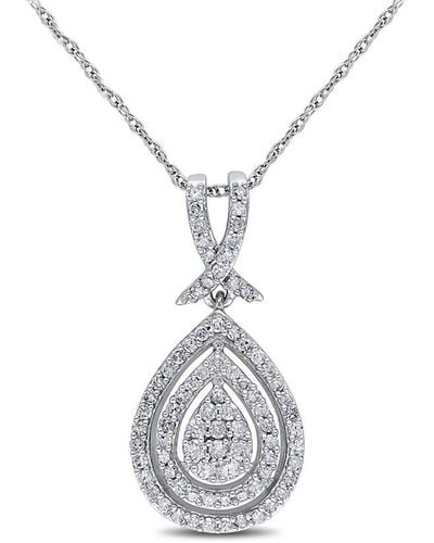 EVER FAITH Women's CZ Marquise Leaf Teardrop Pendant Necklace & Earrings Set - Silver Tone, Cubic Zirconia, Gift Box - View #5