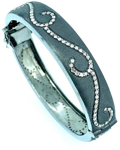 Arthur Marder Fine Jewelry Silver 2.00 Ct. Tw. Diamond Bangle Bracelet - Blue