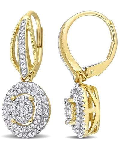 Rina Limor 10k 0.48 Ct. Tw. Diamond Cluster Drop Earrings - Metallic