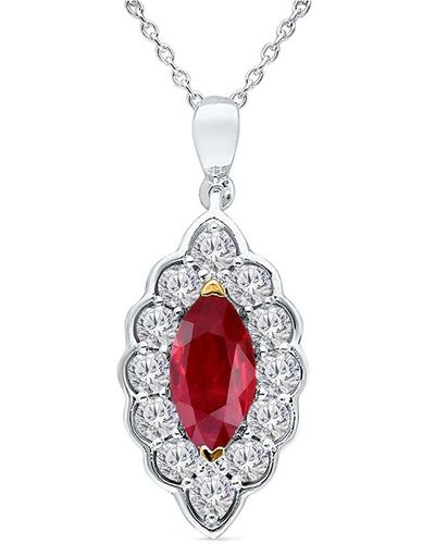 Kallati 14k 1.20 Ct. Tw. Diamond & Ruby Pendant Necklace - Red