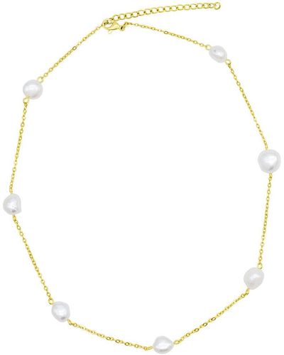 Adornia 14k Plated 6.35mm Pearl Station Necklace - Metallic