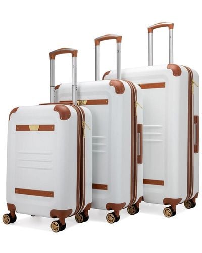Vintage 19v69 Italia 3pc Expandable Spinner Luggage Set - White