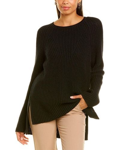 St. John Linen-blend Bateau Neck Sweater - Black