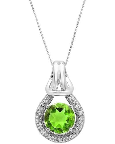 MAX + STONE Max + Stone 10k 2.30 Ct. Tw. Diamond & Peridot Pendant Necklace - Green