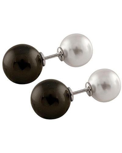 Splendid Silver 10-14mm Shell Pearl Drop Earrings - Black