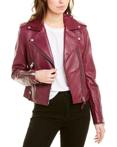 Mackage Classic Leather Moto Jacket - Red