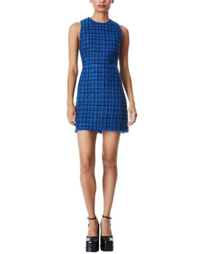 Alice + Olivia Alice + Olivia Clyde Frayed Fitted Shift Dress - Blue