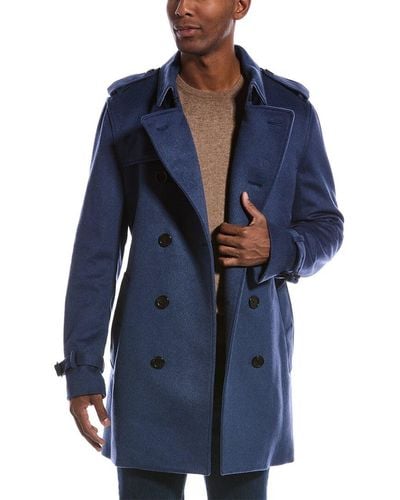 Burberry Wool & Cashmere-blend Military Coat - Blue