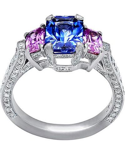 Diana M. Jewels Fine Jewellery 18k 3.56 Ct. Tw. Diamond & Sapphire Ring - Blue