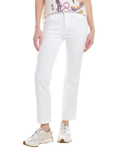 DL1961 Mara Straight Mid-rise White Frayed Instasculpt Ankle Jean