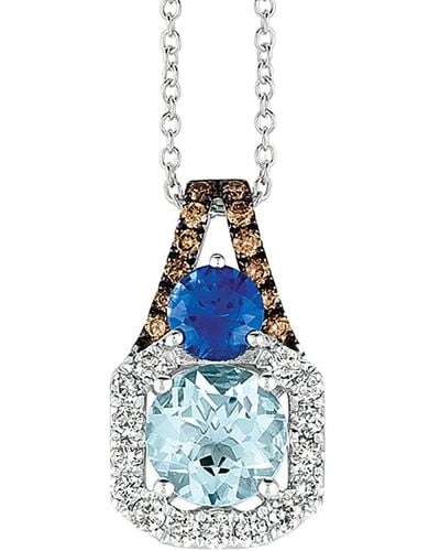 Le Vian Le Vian 14k 1.77 Ct. Tw. Diamond & Sea Blue Aquamarine Pendant Necklace
