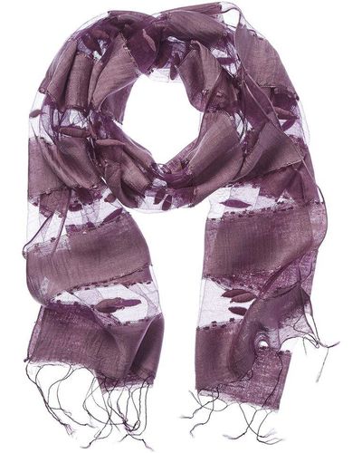 Blue Pacific Hand-woven Silk-blend Scarf - Purple