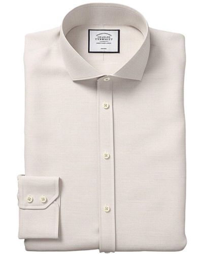 Charles Tyrwhitt Non-iron Slub Slim Fit Shirt - White