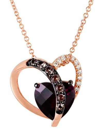 Le Vian Le Vian 14k Rose Gold 2.20 Ct. Tw. Diamond & Gemstone Pendant Necklace - White