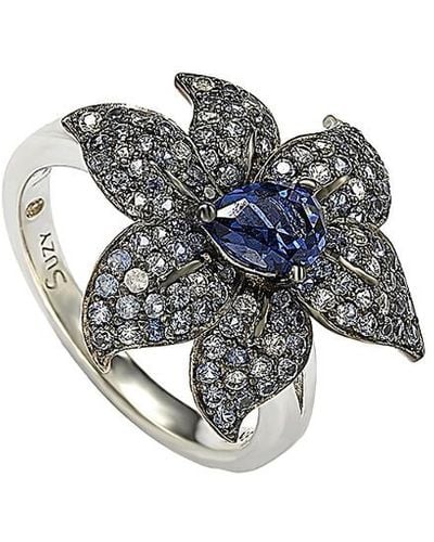 Suzy Levian Floral 18k & Silver 2.87 Ct. Tw. Sapphire Ring - Metallic
