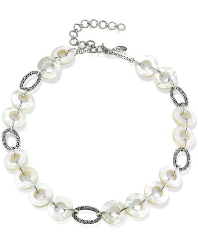 Samuel B. 18k & Silver Pearl Link Necklace - Metallic