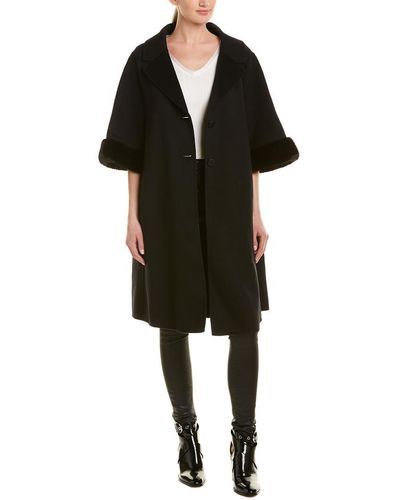 Fendi Cropped-sleeve Wool Coat - Black