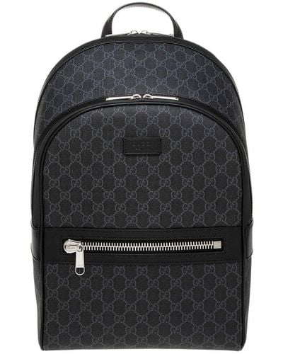 Gucci GG Supreme Canvas & Leather Backpack - Black
