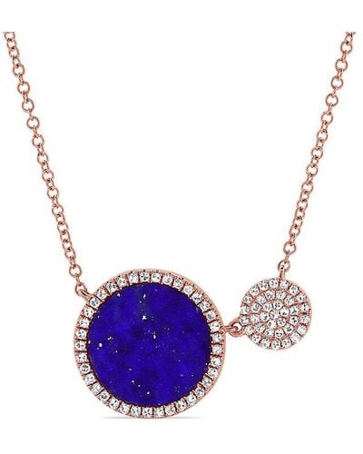 Sabrina Designs 14k Rose Gold 1.90 Ct. Tw. Diamond & Lapis Circle Necklace - Multicolor