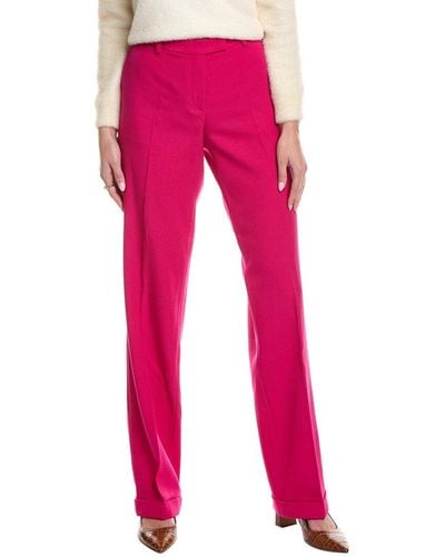 Michael Kors Carolyn Flat Front Wool Straight Leg Trouser - Pink
