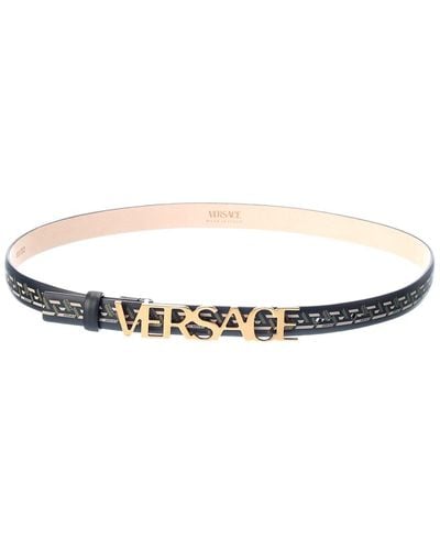 Versace Logo Leather Belt - White