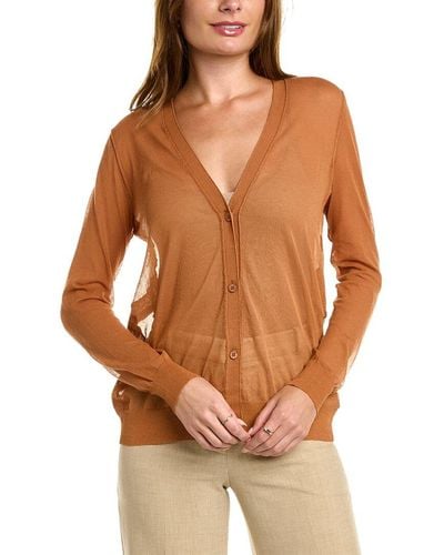 Lafayette 148 New York Button Front Cardigan - Brown