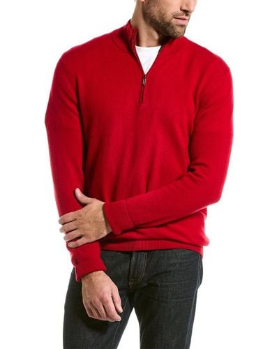 Forte 1/4-zip Cashmere Mock Sweater - Red