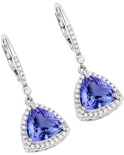 Diana M. Jewels Fine Jewelry 14k 4.61 Ct. Tw. Diamond & Tanzanite Dangle Earrings - Blue