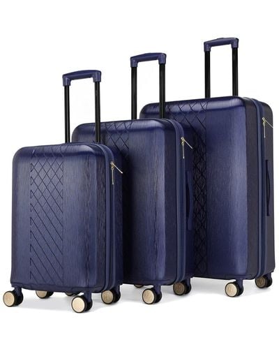 Badgley Mischka Diamond 3pc Expandable Luggage Set - Blue