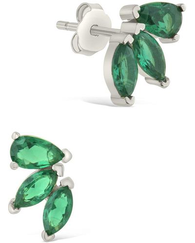 Sterling Forever Silver Cz Nora Studs - Green