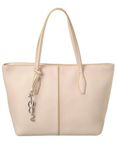 Tod's Logo Leather Tote - Natural