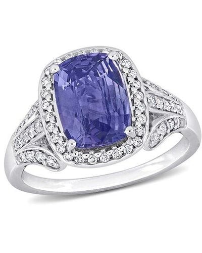 Rina Limor 3.77 Ct. Tw. Diamond & Violet Sapphire Halo Ring - Blue