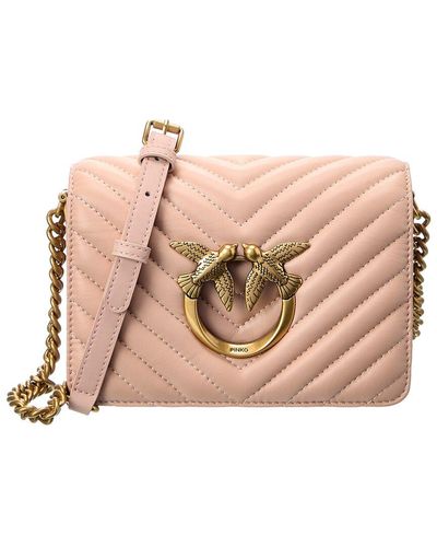 Pinko Love Click Mini V Leather Shoulder Bag - Pink