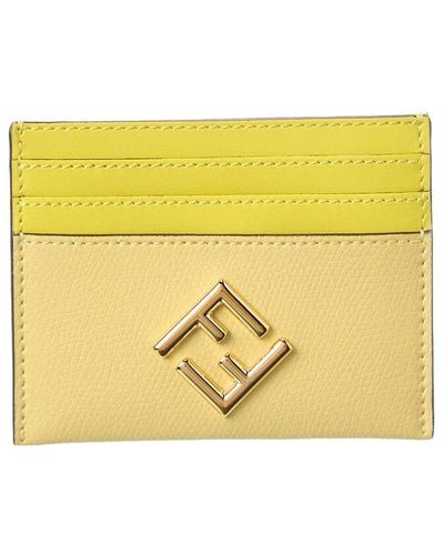 Fendi Ff Diamonds Leather Card Holder - Yellow