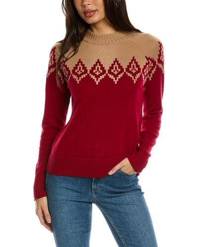 Hannah Rose Diamond Peak Fairisle Wool & Cashmere-blend Sweater - Red
