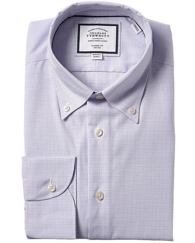 Charles Tyrwhitt Non-iron Button-down Check Classic Fit Shirt - Blue