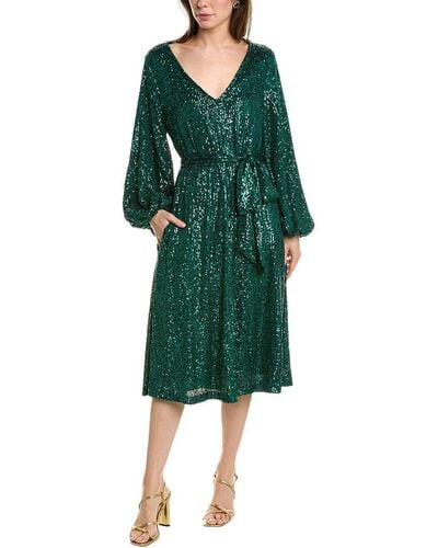 Beulah London Sequin Midi Dress - Green