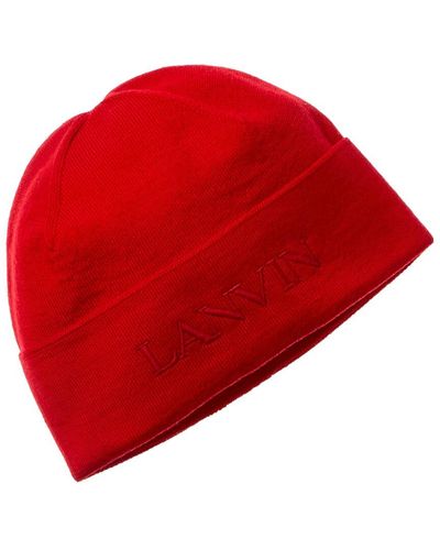 Lanvin Logo Embroidery Wool Hat - Red