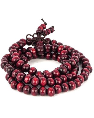 jean claude Spiritual Red Wood Multi Wrap Bracelet