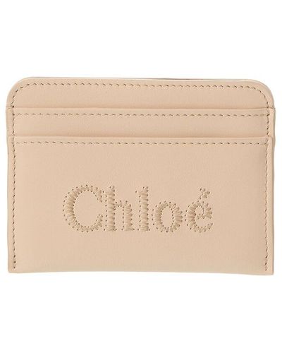 Chloé Sense Leather Card Holder - Natural