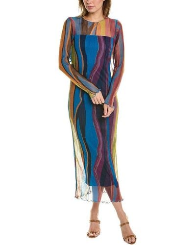 French Connection Avery Burnout Tie Waist Long Sleeve Maxi Dress In  90-toasted Almond