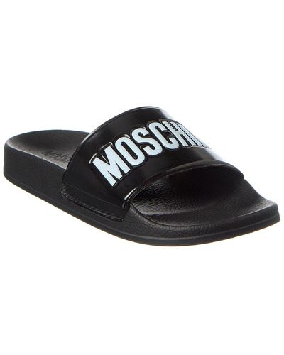 Moschino Logo Embossed Rubber Slide - Black
