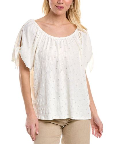 Vince Camuto Foil Crinkle Top - White