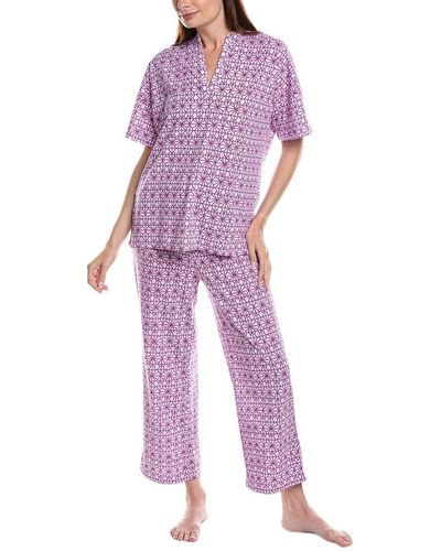 N Natori Imperial Geo Pajama Pant Set - Purple