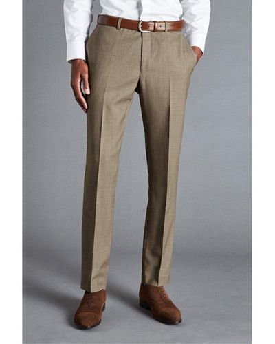 Charles Tyrwhitt Slim Fit Sharkskin Business Wool Trouser - Grey